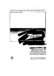 Zenith SENTRY 2 S1320S Operating Manual & Warranty