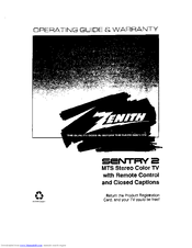 Zenith SENTRY 2 SLS1943 Operating Manual & Warranty
