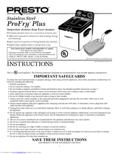Presto ProFry Plus Instructions Manual