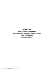Homelite UT32000 Repair Sheet