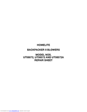 Homelite BACKPACKER II UT08572 Repair Sheet
