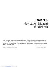 Honda 2012 TL Navigation Manual
