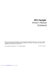 Honda 2012 insight Owner's Manual