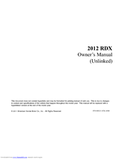 Honda 2012 RDX Owner's Manual
