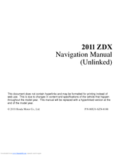 Honda 2011 ZDX Navigation Manual