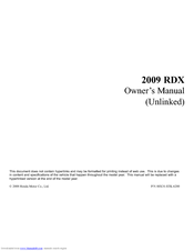 Honda 2009 RDX Owner's Manual