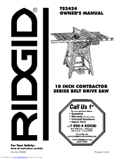 Ridgid Contractor TS2424 Owner's Manual
