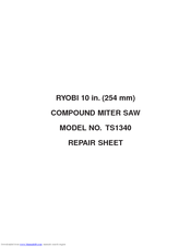 Ryobi TS1340 Repair Sheet