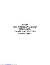 Ryobi TS1355L Repair Sheet