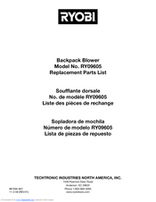 Ryobi RY09605 Replacement Parts List