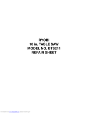 Ryobi BTS211 Repair Sheet