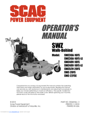 Scag Power Equipment SWZ-22FSE Operator's Manual