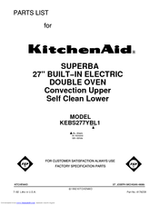 KitchenAid KEBS277YWH1 Parts List