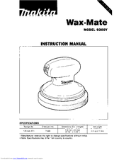 Makita Wax-Mate 9200Y Instruction Manual