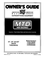 Mtd Yard Machines 316E610E000 Owner's Manual