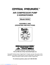 Central Pneumatic 9592 Assembly And Operating Instructions Manual