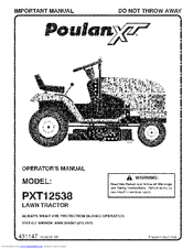 Poulan Pro XT PXT12538 Operator's Manual