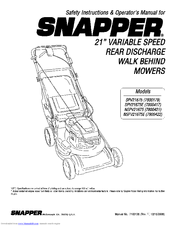 SNAPPER NSPV21675 Safety Instructions & Operator's Manual
