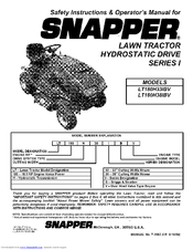 SNAPPER LT180H381BV series I Safety Instructions & Operator's Manual