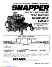 SNAPPER ZMT2500KH SERIES 0 Safety Instructions & Operator's Manual