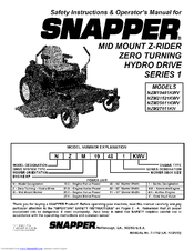 SNAPPER NZM25611KWV SERIES 1 Safety Instructions & Operator's Manual