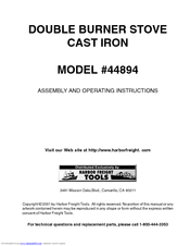 Harbor Freight Tools 44894 Assembly And Operating Instructions Manual
