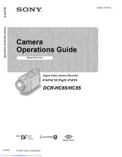 SONY DCR-HC65 - Digital Handycam Camcorder Operation Manual