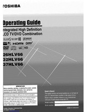 TOSHIBA 32HLV66 Operating Manual