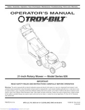 Troy-Bilt 836 series Operator's Manual