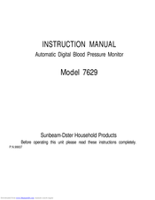 Sunbeam 7629 Instruction Manual