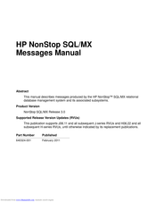 Hp NonStop SQL/MX Messages Manual