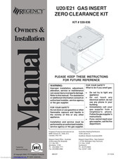 Regency Energy E21 Owners & Installation Manual