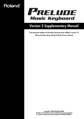 Roland PRELUDE 2.0 Supplementary Manual