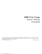 Honda 2008 Civic Si Coupe Owner's Manual