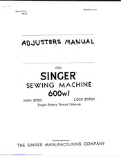 Singer 600W1 Adjusters Manual