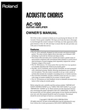 Roland Acoustic Chorus AC-100 Owner's Manual