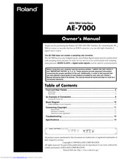 Roland AE-7000 Owner's Manual