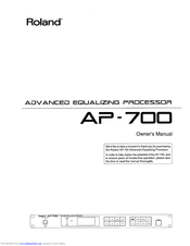 Roland AP-700 Owner's Manual