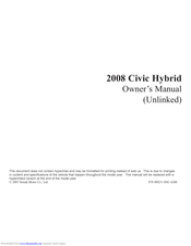 Honda Civic Hybrid 2008 Owner's Manual
