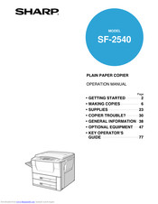 Sharp SF-2540 Operation Manual