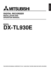 Mitsubishi DX-TL930E Installation And Operation Manual