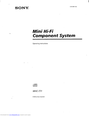 Sony MHC-771 - Mini Hi-fi Component System Operating Instructions Manual