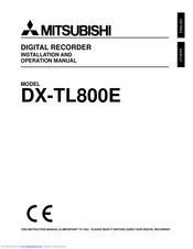 Mitsubishi DX-TL800E Installation And Operation Manual