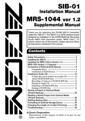 Zoom SIB-01 Installation Manual