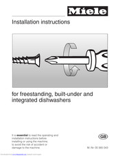 Miele G 801 Installation Instructions Manual