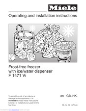 Miele F 1471 Vi Operating And Installation Manual