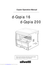 Olivetti d-Copia 16 Operation Manual