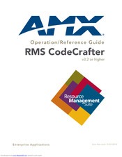 Amx RMS CODECRAFTER Operation/Reference Manual