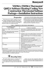 Honeywell T8196A Installation Instructions Manual