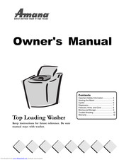 Amana Top Loading Washer Owner's Manual
